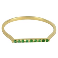 14k Solid Gold Natural Emerald Ring Thin Emerald Stacking Ring