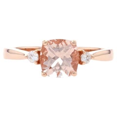 Rose Gold Morganite & Diamond Ring, 14k Cushion Cut 1.47ctw