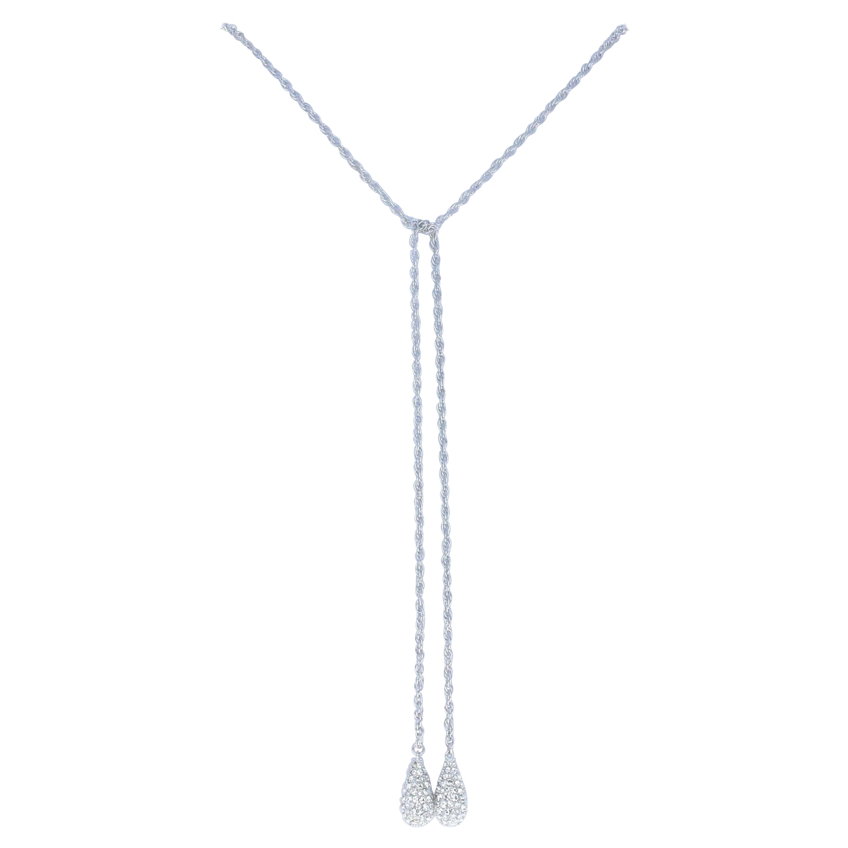 Chamilia Bolo Tie Necklace, Sterling Silver Crystal Drops 1211-1023 For Sale