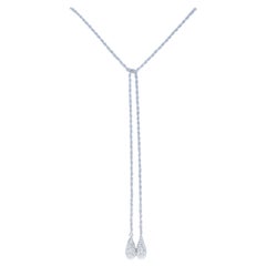 Retro Chamilia Bolo Tie Necklace, Sterling Silver Crystal Drops 1211-1023