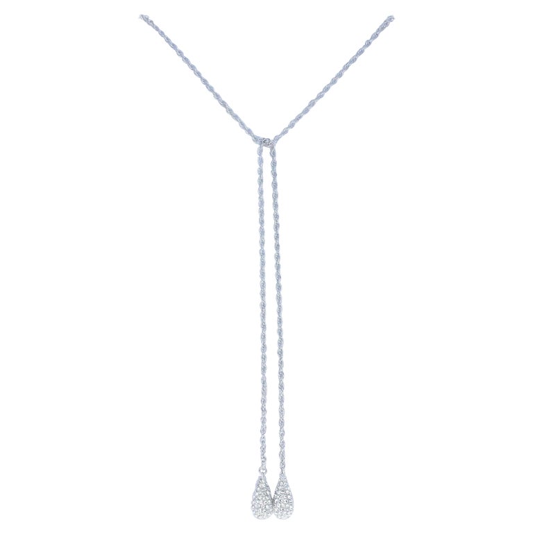 Chamilia Bolo Tie Necklace, Sterling Silver Crystal Drops 1211-1023 For  Sale at 1stDibs