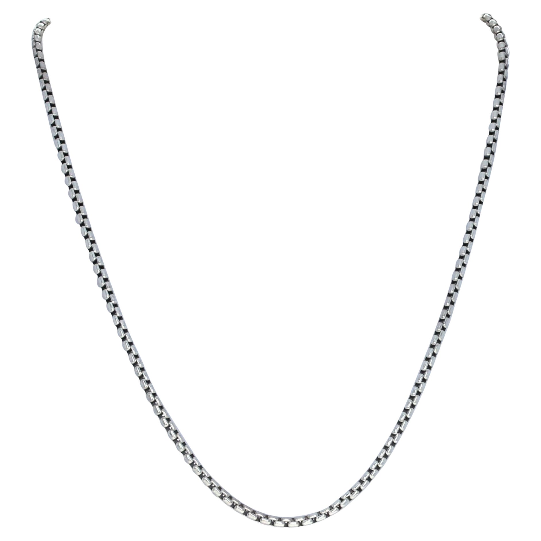 Chamilia Necklace 1210-0008 Box Chain Snap Oxidized Sterling Silver For Sale