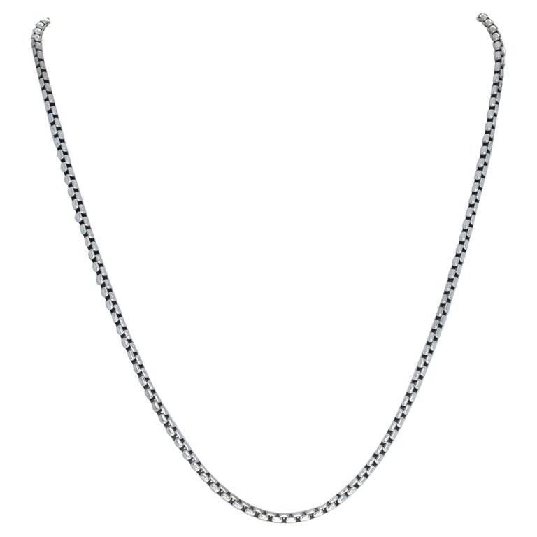 Chamilia Necklace 1210-0008 Box Chain Snap Oxidized Sterling Silver For  Sale at 1stDibs