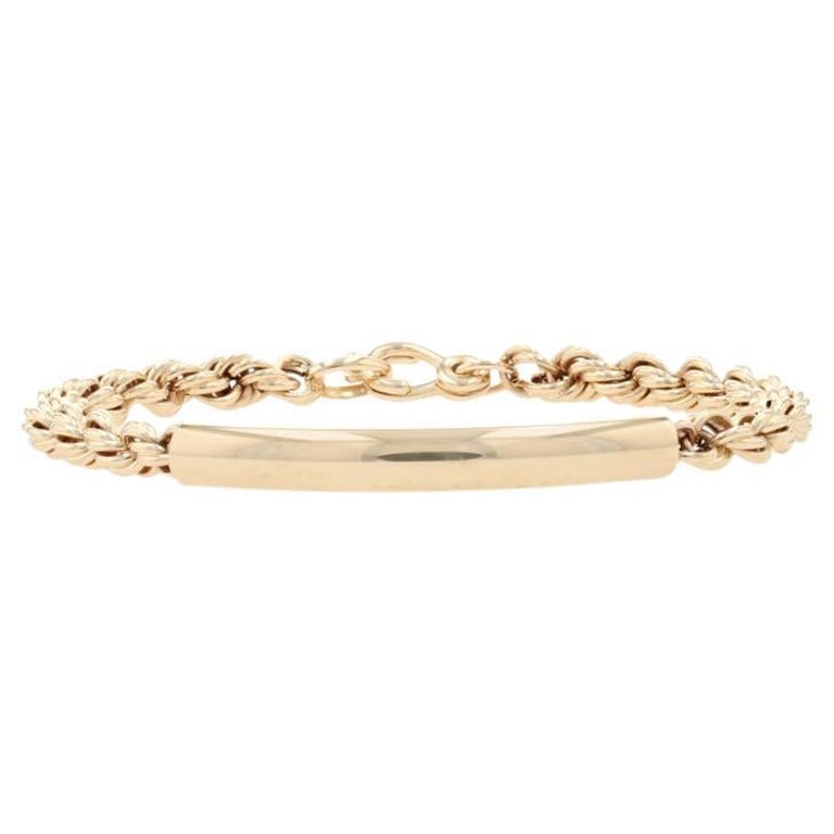 14K Solid Yellow Gold Rope Chain Interlocking Bangle Bracelet For Sale at 1stDibs