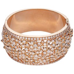 Bracelet jonc fleur en diamants