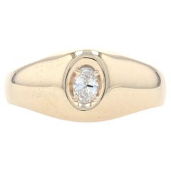 Yellow Gold Diamond Men's Ring, 14k Oval Cut .28ct Solitaire