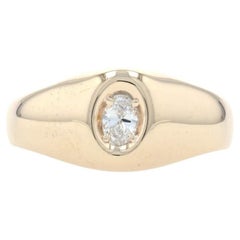 Anello da uomo con diamante in oro giallo, 14k, taglio ovale, solitario da 28 carati