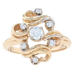 Gelbgold Diamant-Cluster-Cocktailring, 14k Rundschliff .26ctw Wirbel