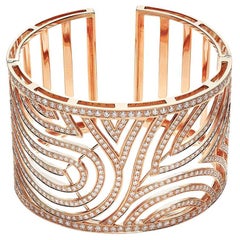 Bracelet large en or rose avec diamants