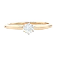 Yellow Gold Diamond Solitaire Engagement Ring, 14k Round Brilliant Cut .28ct