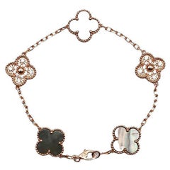 Van Cleef & Arpels Vintage Alhambra Diamond Mother of Pearl Bracelet