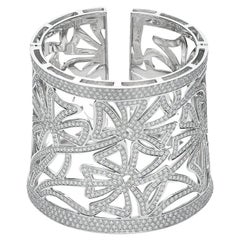 Diamond Flower Rigid Cuff Bracelet