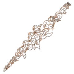 Bracelet à fleurs en or rose et diamants