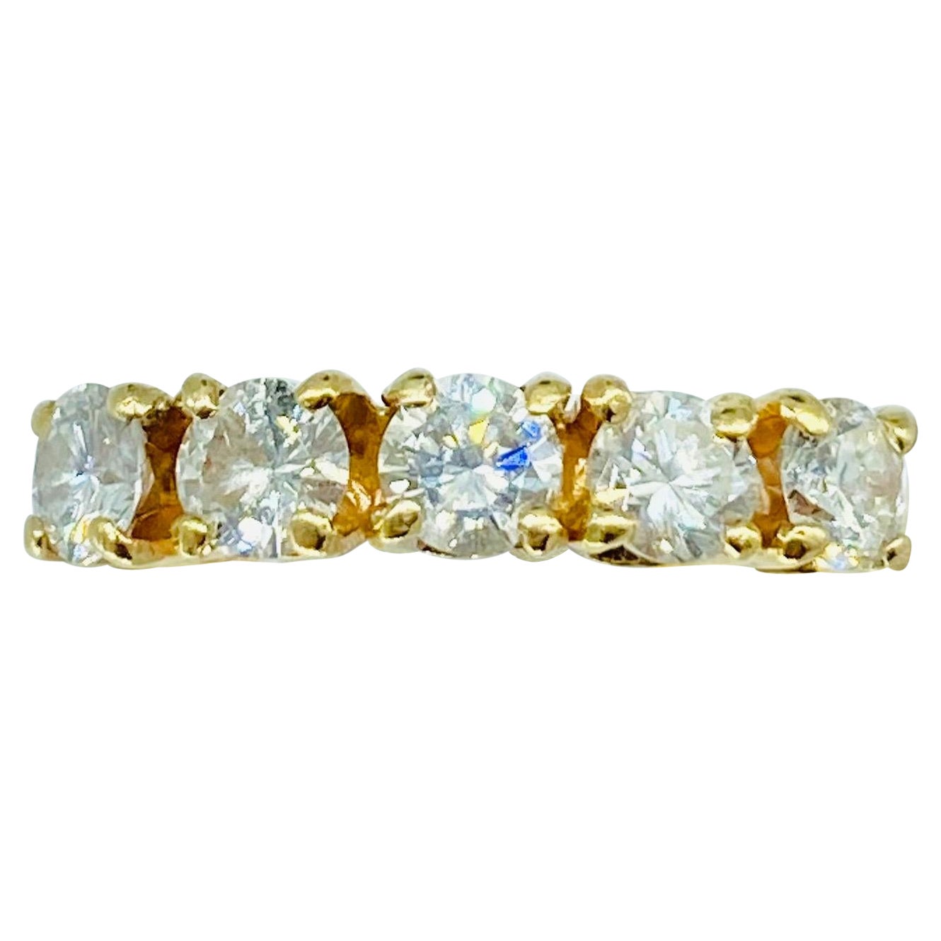 Bague d'éternité vintage en or 14 carats avec diamants de 0,80 carat et demi, H/VS