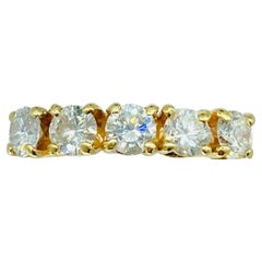Bague d'éternité vintage en or 14 carats avec diamants de 0,80 carat et demi, H/VS