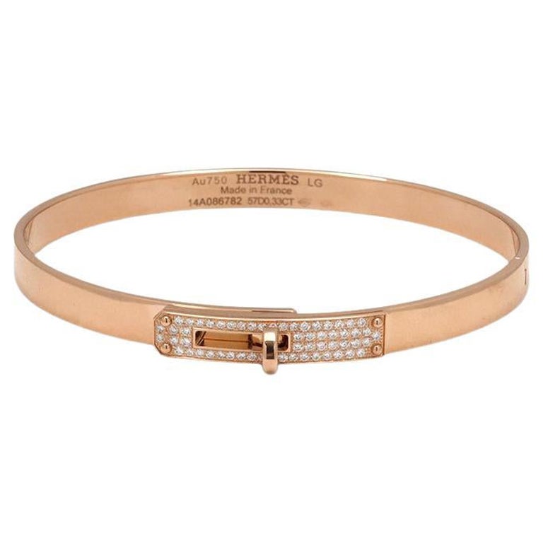 Hermès 'Kelly' Rose Gold Diamond Bracelet, Large Model at 1stDibs