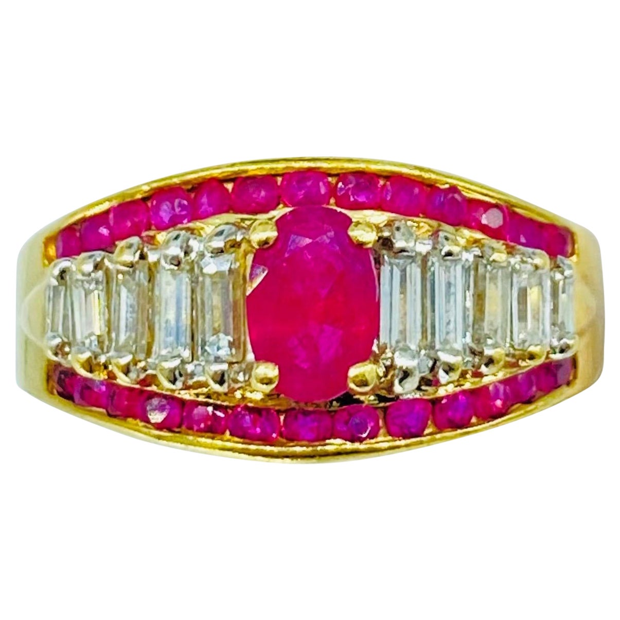 Vintage 2.00 Carat Diamonds & Ruby Engagement Ring For Sale