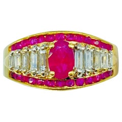 Retro 2.00 Carat Diamonds & Ruby Engagement Ring