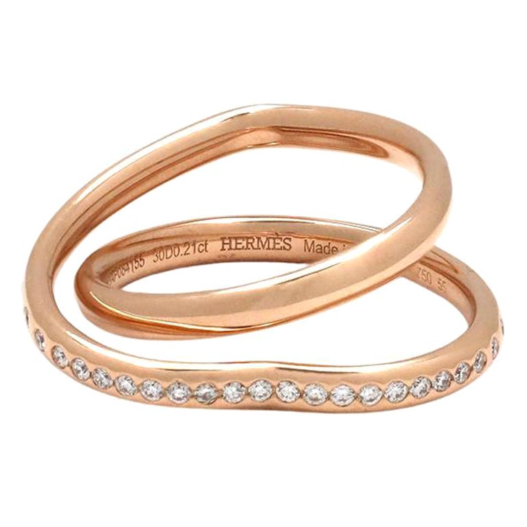 Hermès 'Vertige Coeur' Rose Gold Diamond Ring For Sale at 1stDibs | hermes  vertige coeur ring