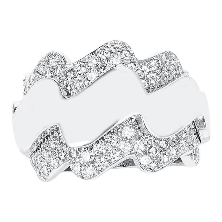 Französischer Ring im Wave-Stil von Van Cleef & Arpels mit Diamanten, 18 Karat Gold