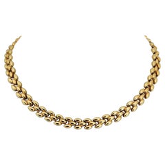 14 Karat Yellow Gold Ladies Polished Panther Link Chain Necklace, Italy
