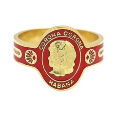 Vintage Cartier 'Corona Corona Habana' Enamel Ring