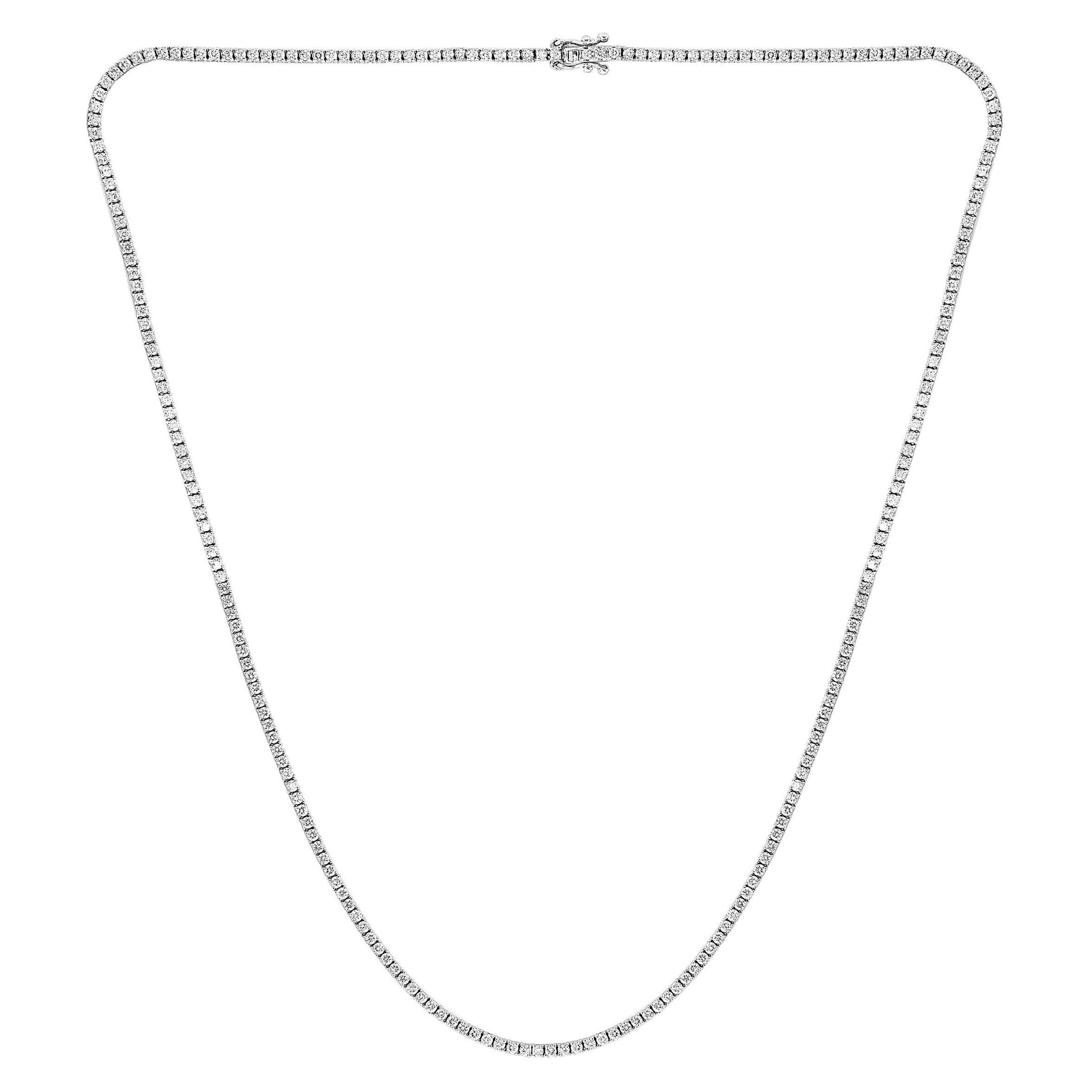 3.01 Carat Diamond Tennis Necklace in 14K White Gold For Sale