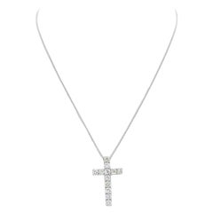 14k White Gold & Diamond Cross Crucifix Pendant Necklace 2.00ctw