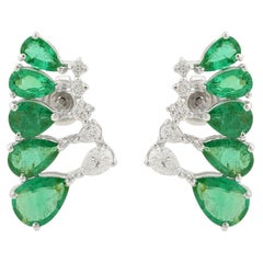 3.16 Carat Emerald Diamond 10 Karat Gold Stud Earrings