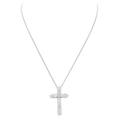 14k White Gold & Diamond Cross Crucifix Pendant Necklace 2.50ctw
