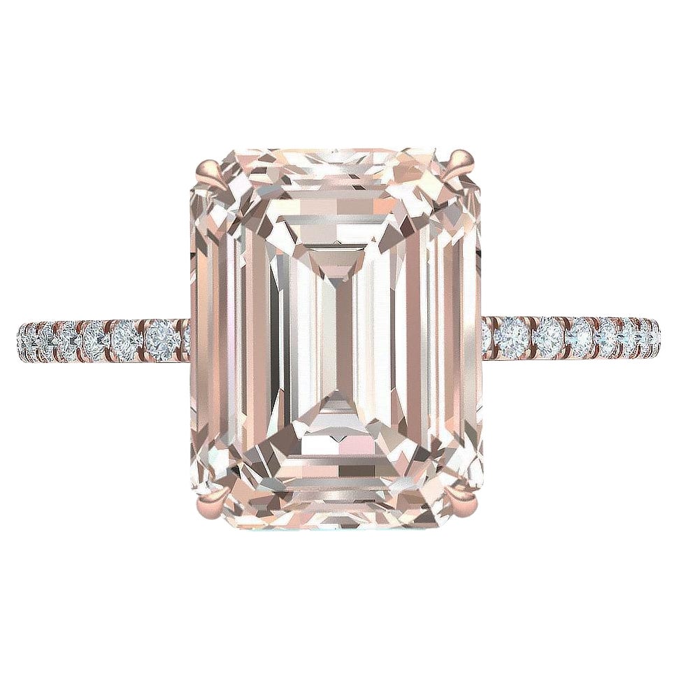 5 Carat Light Brown Emerald Cut Engagement Ring For Sale