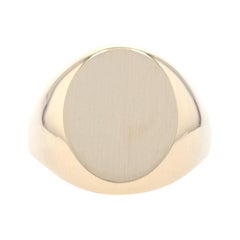 Yellow Gold Men's Signet Ring, 10k Engravable Oval