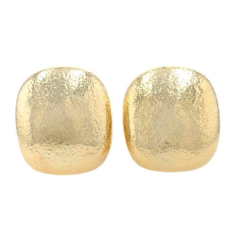 Tiffany & Co Angela Cummings Hammered Cushion Dome Stud Earrings Yellow Gold 18k