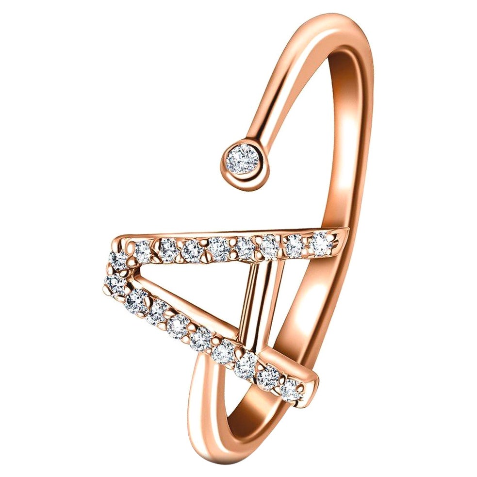 For Sale:  Personal Jewellery Diamond 0.10 Carat Initial, A, Ring 9 Karat Rose Gold