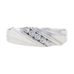 Fede nuziale da uomo con diamante in oro bianco, anello da 10k con taglio brillante rotondo da 0,25 ct.