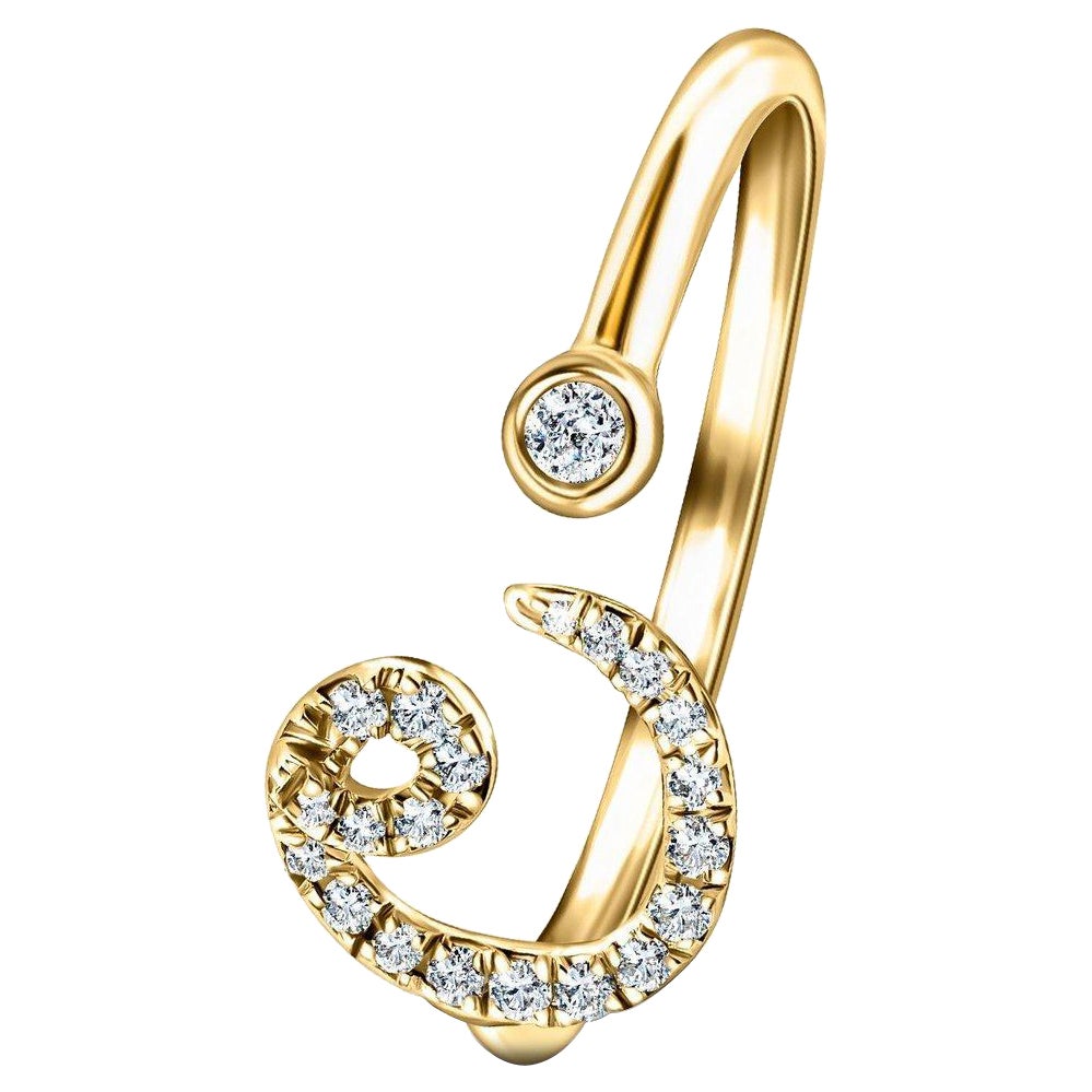 Alphabet Initial-C-Letter Personal Diamond 0.11 Carat 9Kt Yellow Gold Ring