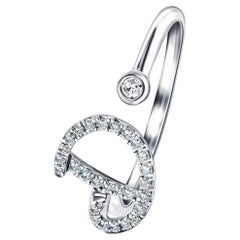 Alphabet Initial-D-Letter Bague personnelle en or blanc 9 carats avec diamant 0,13 carat