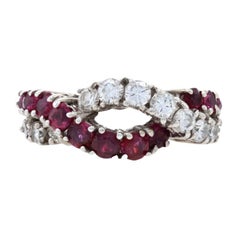 White Gold Ruby & Diamond Twist Band, 14k Round Cut 2.32ctw Ring