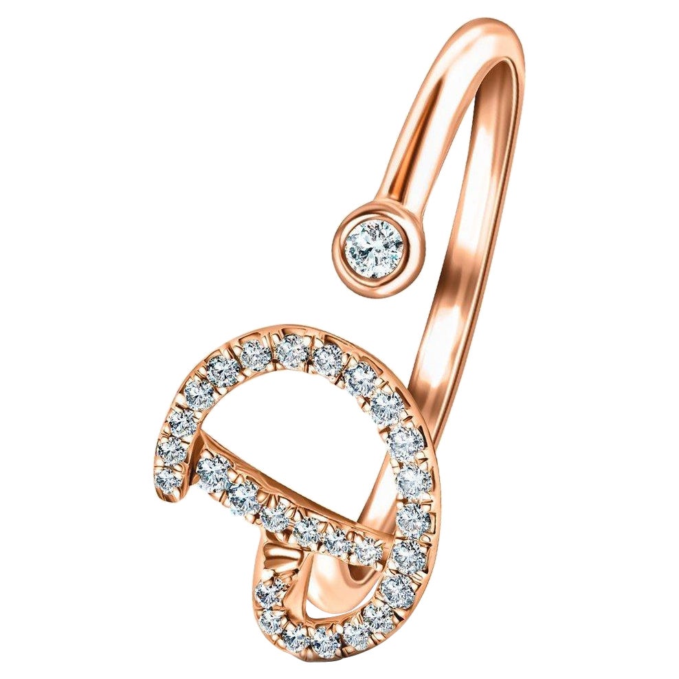 For Sale:  Alphabet Initial, D, Letter Personal Diamond 0.13 Carat 9Kt Rose Gold Ring