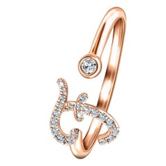 Alphabet Initial, F, Letter Personal Diamond 0.10 Carat 9Kt Rose Gold Ring