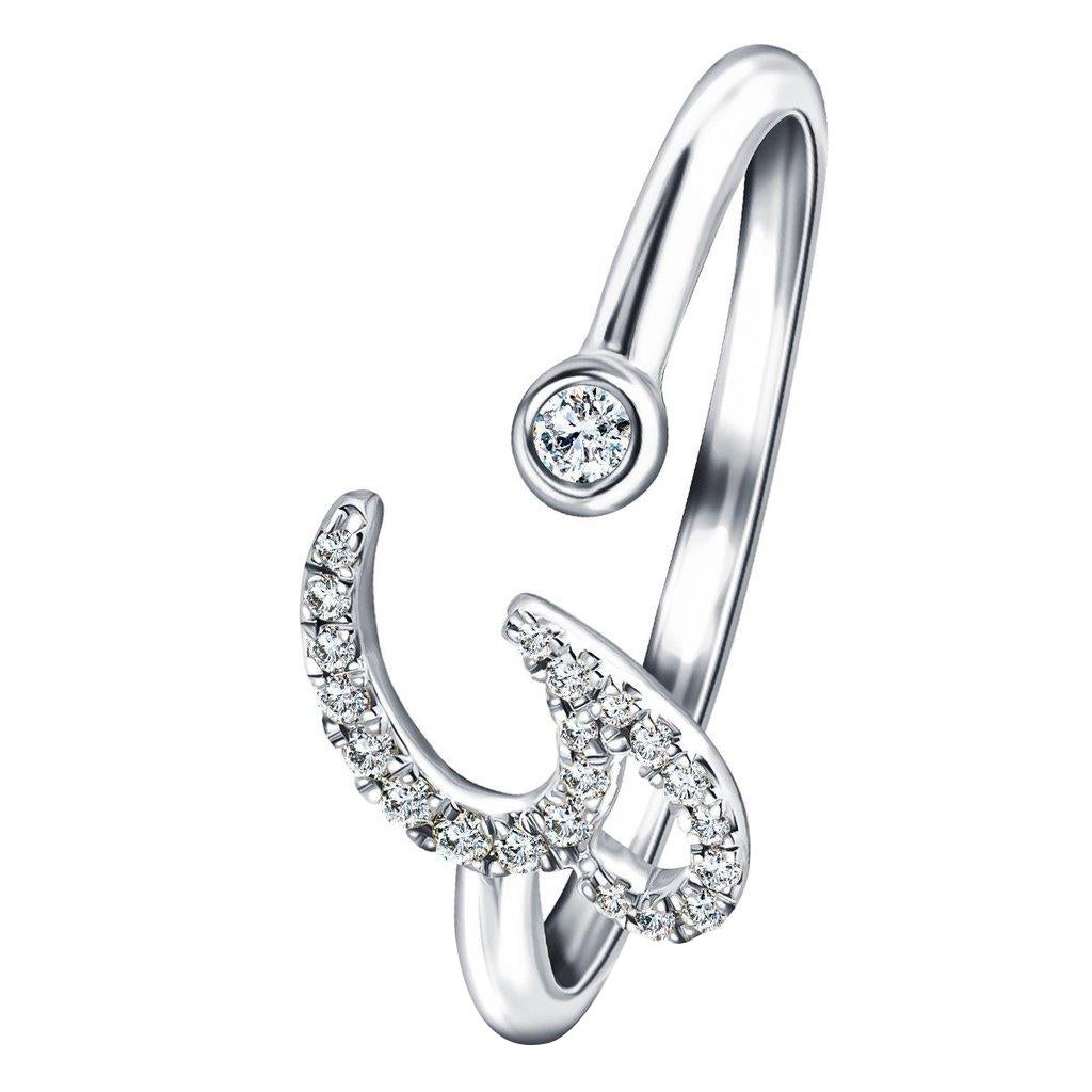 En venta: Anillo de oro blanco de 9 quilates con la inicial del alfabeto, G, Letra Personal Diamante de 0,10 quilates