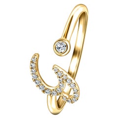 Alphabet Initial, G, Letter Personal Diamond 0.10 Carat 9Kt Yellow Gold Ring