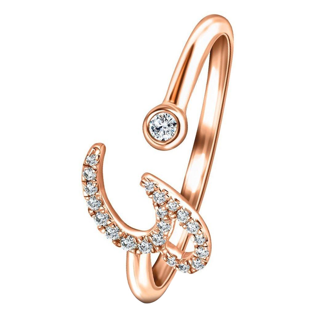For Sale:  Alphabet Initial-G-Letter Personal Diamond 0.10 Carat 9Kt Rose Gold Ring