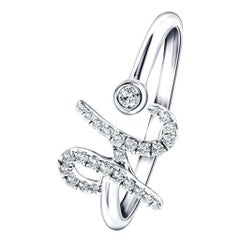 Alphabet Initial, H, Letter Personal Diamond 0.12 Carat 9Kt White Gold Ring