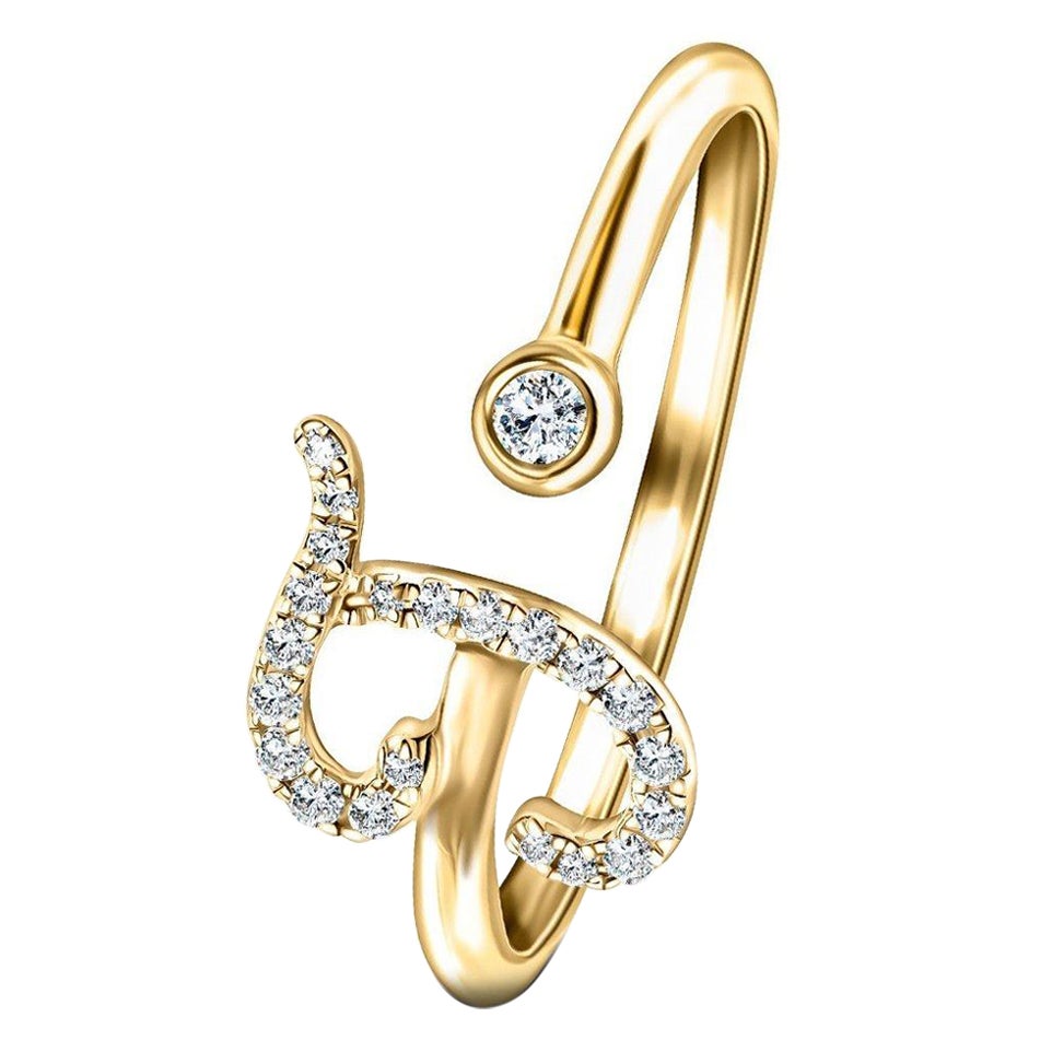 For Sale:  Alphabet Initial-J-Letter Personal Diamond 0.10 Carat 9Kt Yellow Gold Ring