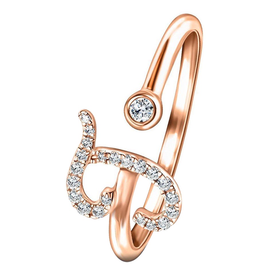 Alphabet Initial-J-Letter Personal Diamond 0.10 Carat 9Kt Rose Gold Ring