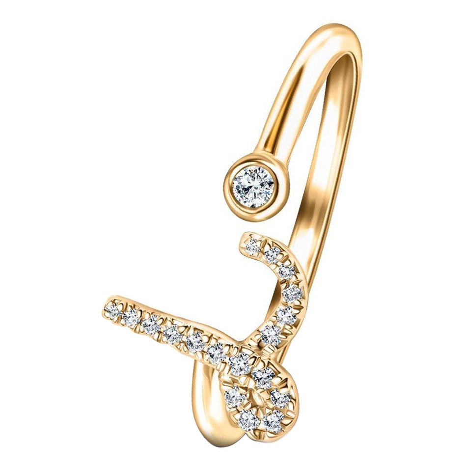 Alphabet Initial-L-Letter Personal Diamond 0,10 carat Bague en or jaune 9 carats