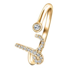 Alphabet Initial-L-Letter Personal Diamond 0.10 Carat 9Kt Yellow Gold Ring