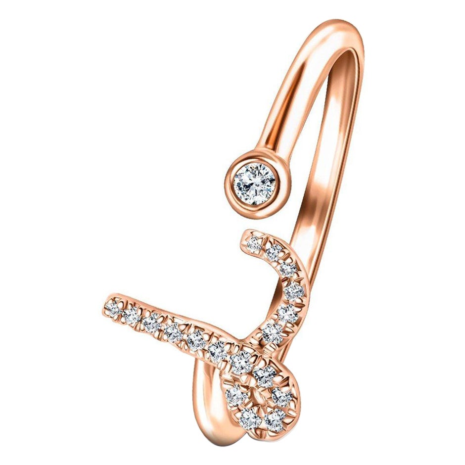 For Sale:  Alphabet Initial-L-Letter Personal Diamond 0.10 Carat 9Kt Rose Gold Ring