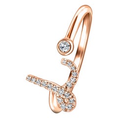 Alphabet Initial-L-Letter Personal Diamond 0.10 Carat 9Kt Rose Gold Ring